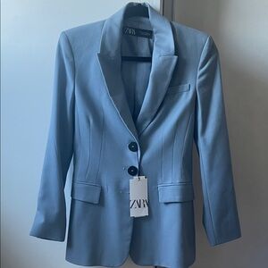 ZARA Women's Pale Blue Tailored Blazer